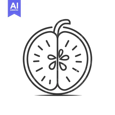 Aset premium populer: A Simple Line Drawing of a Halved Apple