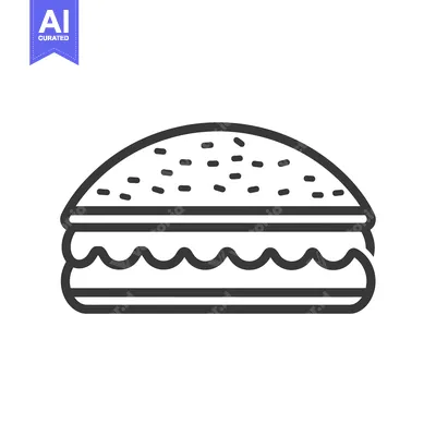 Aset premium populer: A Simple Line Drawing of a Hamburger