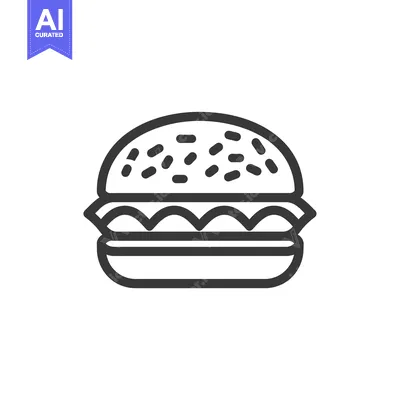 Aset desain premium: A Simple Line Drawing of a Hamburger