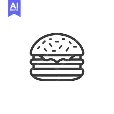 Aset premium populer: A simple line drawing of a hamburger