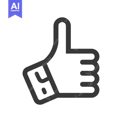Aset desain premium: A simple line drawing of a hand giving a thumbs up gesture