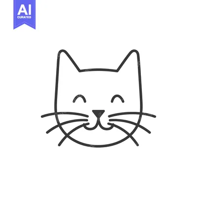 Aset premium populer: A simple line drawing of a happy cat face