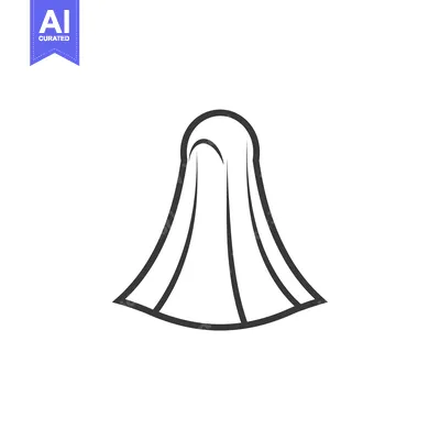 Aset desain premium: A simple line drawing of a head covered by a hijab