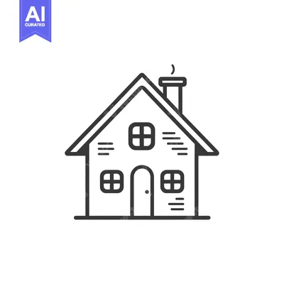 Aset premium populer: A Simple Line Drawing of a House with a Chimney
