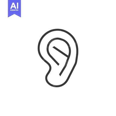 Aset premium populer: A simple line drawing of a human ear