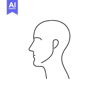 Aset desain premium: A simple line drawing of a human head in profile