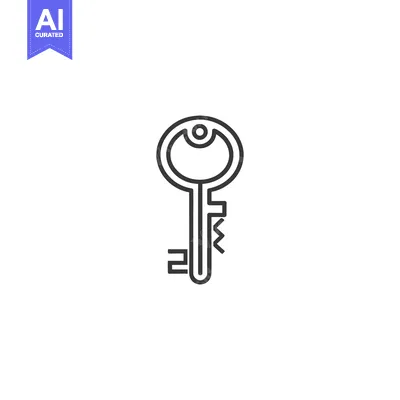Aset desain premium: A Simple Line Drawing of a Key