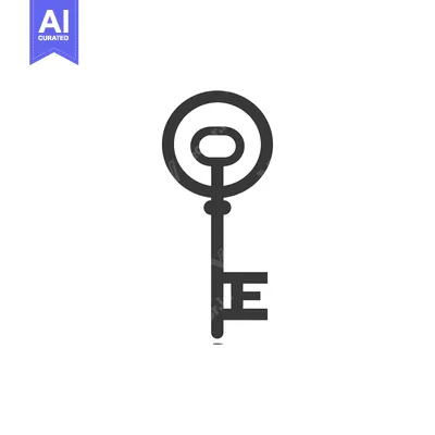 Premium design asset: A simple line drawing of a key with a circle around the top