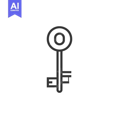 Aset premium populer: A simple line drawing of a key with a rounded head