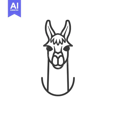 Aset premium populer: A Simple Line Drawing of a Llama's Head and Neck