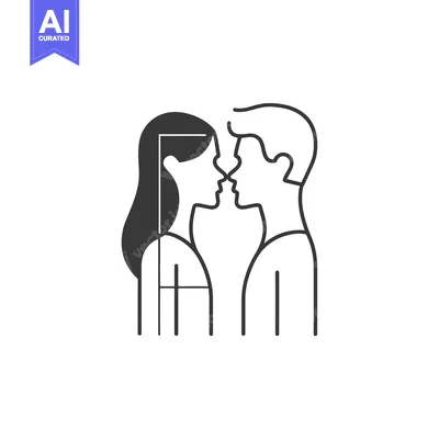 Premium design asset: A Simple Line Drawing of a Man and Woman Facing Each Other