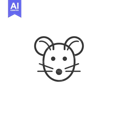 Aset desain premium: A Simple Line Drawing of a Mouse's Face