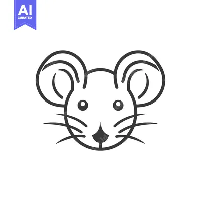 Aset desain premium: A simple line drawing of a mouse's face