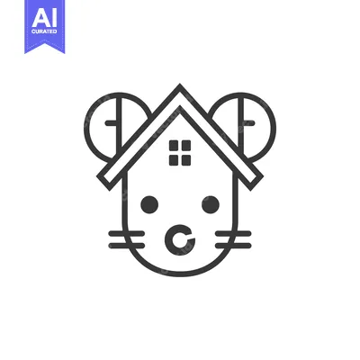 Popular premium asset: A Simple Line Drawing of a Mouse with a House on Its Head