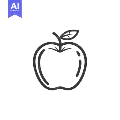 Aset premium populer: A simple line drawing of an apple with a leaf