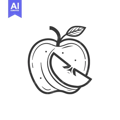 Aset premium populer: A Simple Line Drawing of an Apple with a Slice