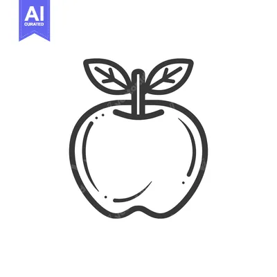 Popular premium asset: A Simple Line Drawing of an Apple with Leaves