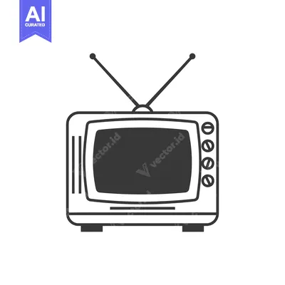 A Simple Line Drawing of an Old Television with Antennae
