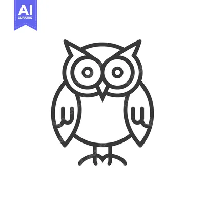 Aset premium populer: A Simple Line Drawing of an Owl with Large Eyes