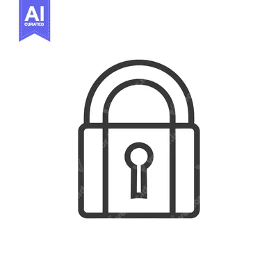 Aset desain premium: A simple line drawing of a padlock with a keyhole