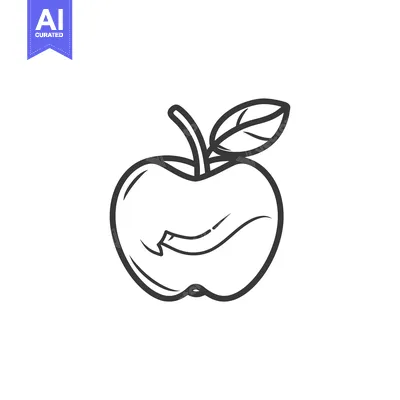 Popular premium asset: A Simple Line Drawing of a Partially Eaten Apple with a Leaf