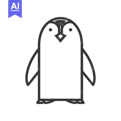 Aset premium populer: A Simple Line Drawing of a Penguin
