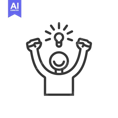 Aset premium populer: A Simple Line Drawing of a Person Celebrating an Idea