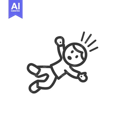 Aset premium populer: A simple line drawing of a person falling and looking surprised