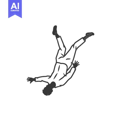 Aset premium populer: A Simple Line Drawing of a Person Falling Headfirst