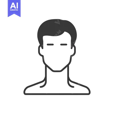 Aset premium populer: A simple line drawing of a person's head and shoulders