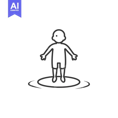 Aset desain premium: A Simple Line Drawing of a Person Standing on a Circle