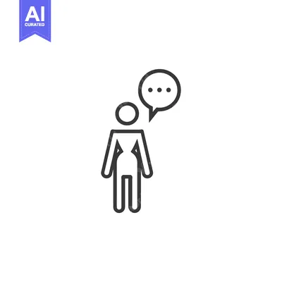 Aset premium populer: A Simple Line Drawing of a Person with a Thought Bubble Above Their He