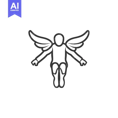 Premium design asset: A Simple Line Drawing of a Person with Wings