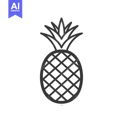 Aset premium populer: A simple line drawing of a pineapple with a crown of leaves