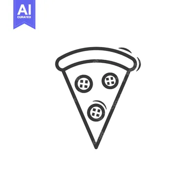 Aset desain premium: A Simple Line Drawing of a Pizza Slice with Toppings