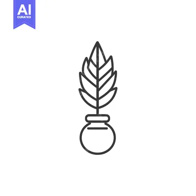 Aset desain premium: A Simple Line Drawing of a Plant in a Pot