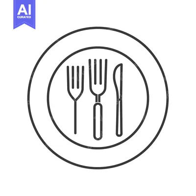 Popular premium asset: A simple line drawing of a plate with a fork and a knife.