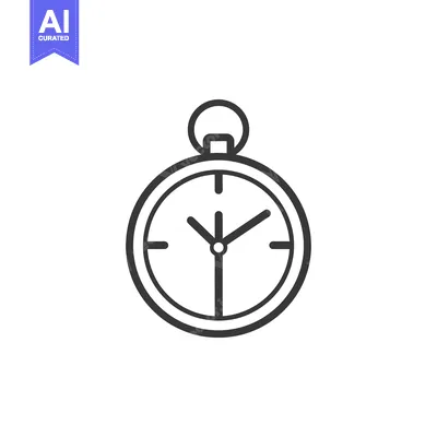 Premium design asset: A Simple Line Drawing of a Pocket Watch with a Dial and Hands
