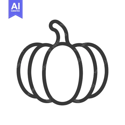 Aset desain premium: A simple line drawing of a pumpkin with a stem