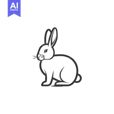 Aset premium populer: A simple line drawing of a rabbit sitting