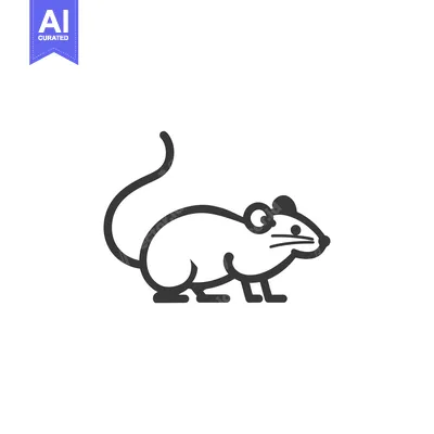 Aset premium populer: A simple line drawing of a rat with a long tail