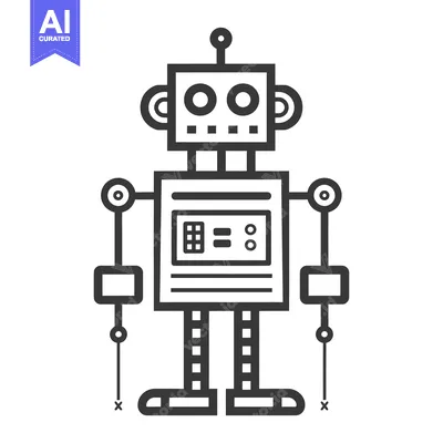 Aset premium populer: A Simple Line Drawing of a Robot