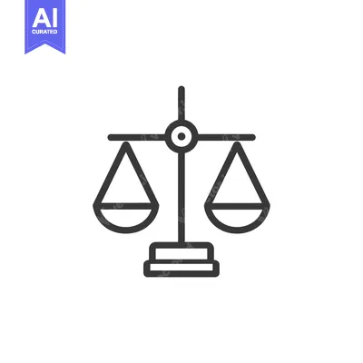 Aset desain premium: A simple line drawing of a scale with two balanced sides