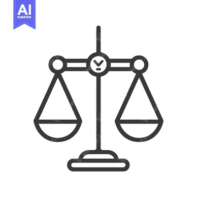 Aset desain premium: A simple line drawing of a scale with two empty trays