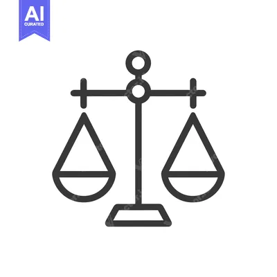 Aset desain premium: A simple line drawing of a scale with two pans