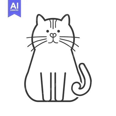 Aset premium populer: A simple line drawing of a seated cat