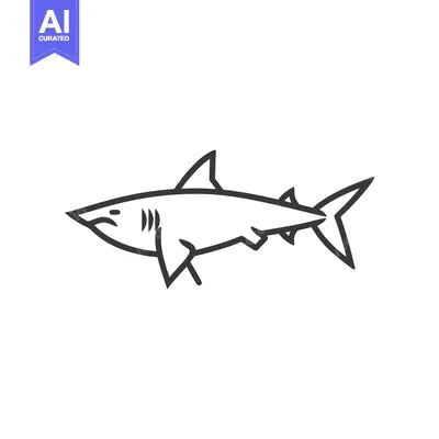 Aset desain premium: A Simple Line Drawing of a Shark