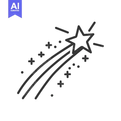 Aset premium populer: A Simple Line Drawing of a Shooting Star with a Tail