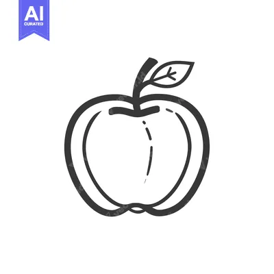 Popular premium asset: A Simple Line Drawing of a Single Apple with a Leaf