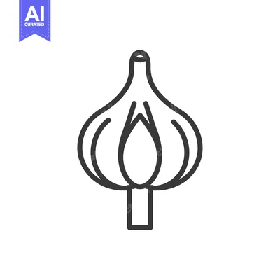 Aset premium populer: A Simple Line Drawing of a Single Garlic Bulb